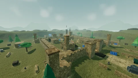 Turf War: Taipei Citadel Keep map: a stone castle with battlements and towers on a grassy hill