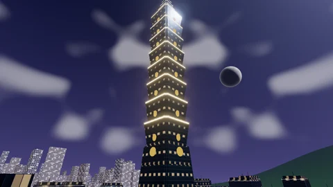Turf War: Taipei Taipei 101 · Xinyi map: Taipei 101 lit up against the night sky above the Xinyi skyline
